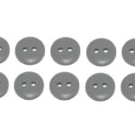 Premium Knopf Knöpfe 10mm 2 loch Gray Grau 10 Stück (0314)
