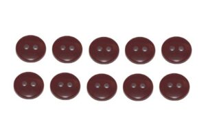 Premium Knopf Knöpfe 10mm 2 loch Burgunder 10 Stück (0315)