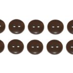 Premium Knopf Knöpfe 10mm 2 loch Braun 10 Stück (0317)