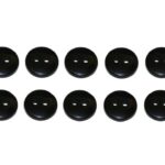Premium Knopf Knöpfe 10mm 2 loch Schwarz 10 Stück (0319)