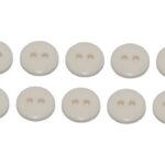 Premium Knopf Knöpfe 10mm 2 loch Cremeweiß 10 Stück (0321)