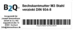 Sechskantmutter M3 Stahl verzinkt DIN 934-8 20 Stück (0003)