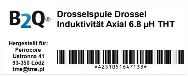 Drosselspule Drossel Induktivität Axial 6.8 µH THT 5 Stück (0007)