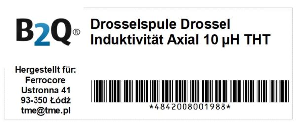 Drosselspule Drossel Induktivität Axial 10 µH THT 5 Stück (0009)