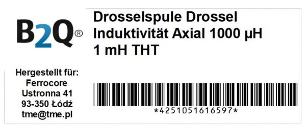Drosselspule Drossel Induktivität Axial 1000 µH 1 mH THT 5 Stück (0026)