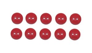 Premium Knopf Knöpfe 10mm 2 loch Rot 10 Stück (0327)