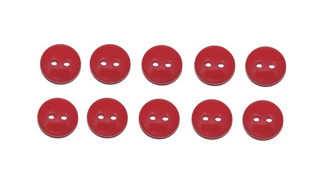 Premium Knopf Knöpfe 10mm 2 loch Rot 10 Stück (0327)