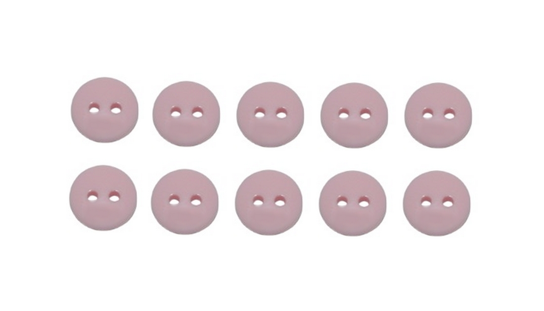 Premium Knopf Knöpfe 10mm 2 loch Rose 10 Stück (0328)