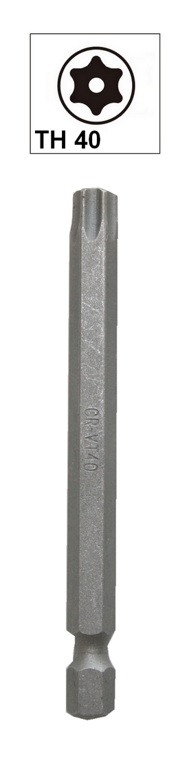 Bit Torx mit Loch Bohrung TH40 Chrom-Vanadium 75 mm (0092)