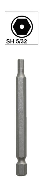 Bit Sechskant mit Loch Bohrung SH5/32 Chrom-Vanadium 75 mm (0093)