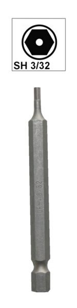 Bit Sechskant mit Loch Bohrung SH3/32 Chrom-Vanadium 75 mm (0095)