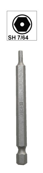 Bit Sechskant mit Loch Bohrung SH7/64 Chrom-Vanadium 75 mm (0096)