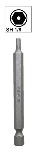 Bit Sechskant mit Loch Bohrung SH1/8 Chrom-Vanadium 75 mm (0097)