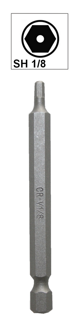 Bit Sechskant mit Loch Bohrung SH1/8 Chrom-Vanadium 75 mm (0097)