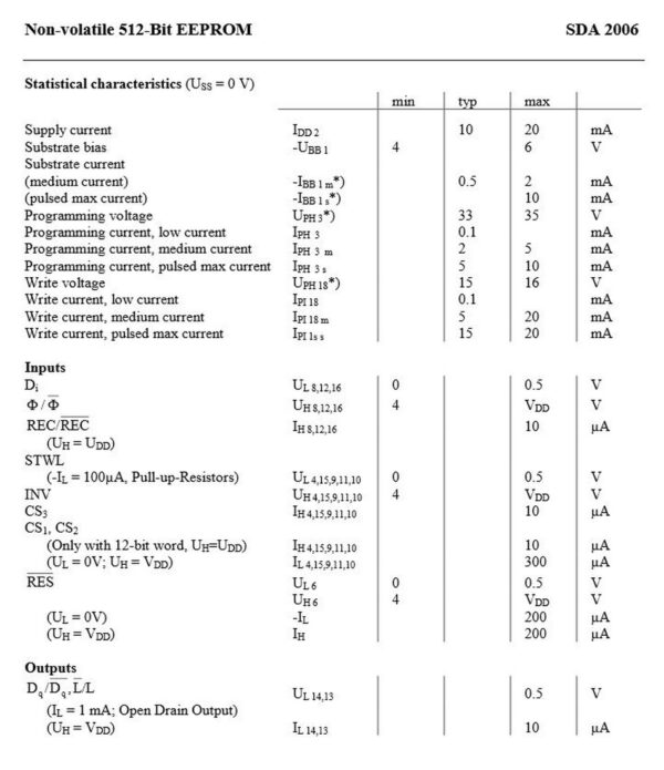 SDA2006 Speicher Nichtflüchtig EAROM 512Bit DIP18 (0108)