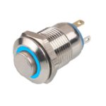 Drucktaster Taster rund mit Beleuchtung blau 1xON-OFF 12V (0055)