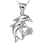 Halskette Kette Delfin Anhänger weiß (0072)