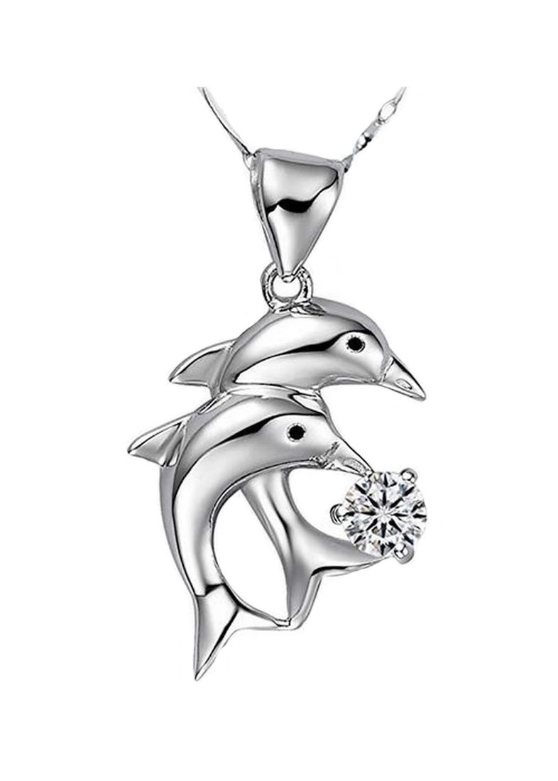 Halskette Kette Delfin Anhänger weiß (0072) Halskette Kette Delfin Anhänger weiß (0072)