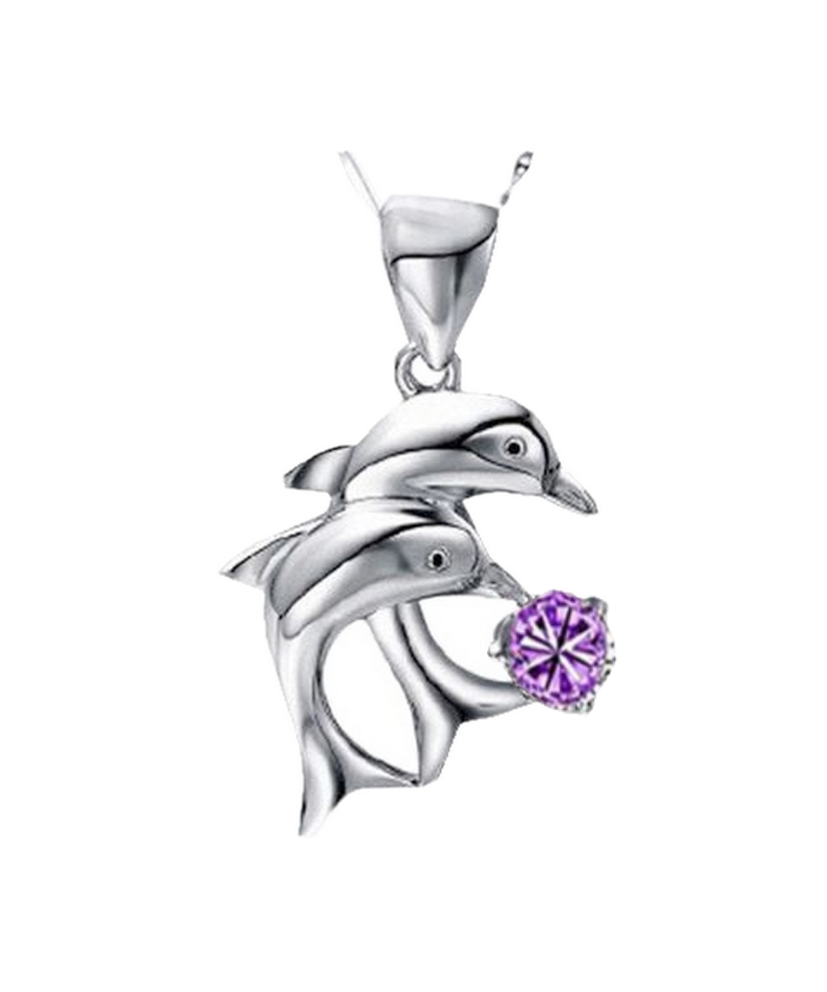 Halskette Kette Delfin Anhänger lila (0074) Halskette Kette Delfin Anhänger lila (0074)