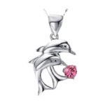 Halskette Kette Delfin Anhänger pink (0075)