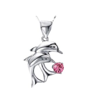 Halskette Kette Delfin Anhänger pink (0075)