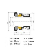 Gleitringdichtung Hauswasserwerk Dichtung Wasserpumpendichtung 14 mm (0412)