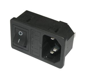 Kaltgeräte-Einbaustecker Stecker 2 polig + PE 10A mit Sicherung (0331)