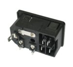 Kaltgeräte-Einbaustecker Stecker 2 polig + PE 10A mit Sicherung (0331)