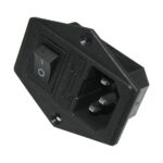 Kaltgeräte-Einbaustecker Stecker 2 polig + PE 10A mit Sicherung (0344)
