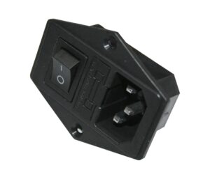Kaltgeräte-Einbaustecker Stecker 2 polig + PE 10A mit Sicherung (0344)