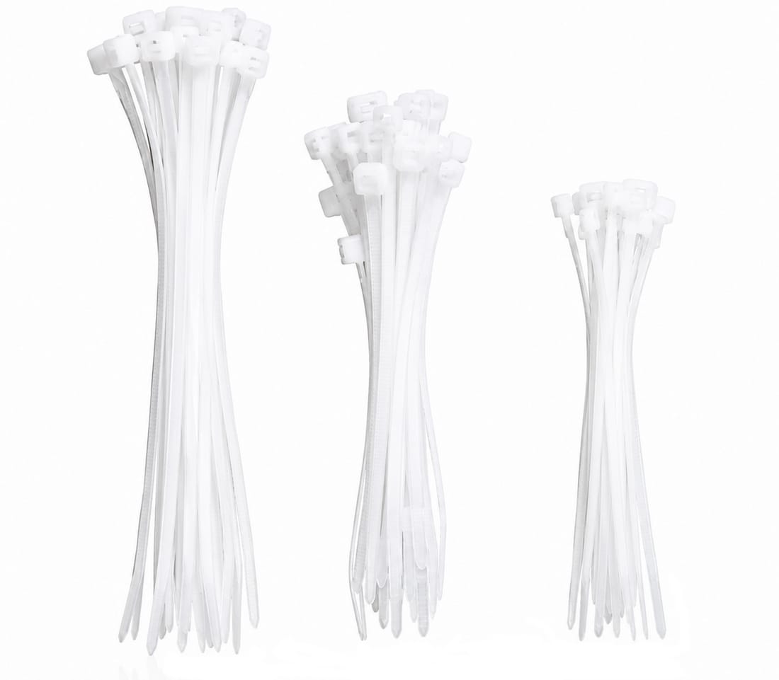 Kabelbinder Set – 75 Stück Leitungsbinder / Kabelstraps in Weiß (3 Größen) Kabelbinder Set – 75 Stück Leitungsbinder / Kabelstraps in Weiß (3 Größen)
