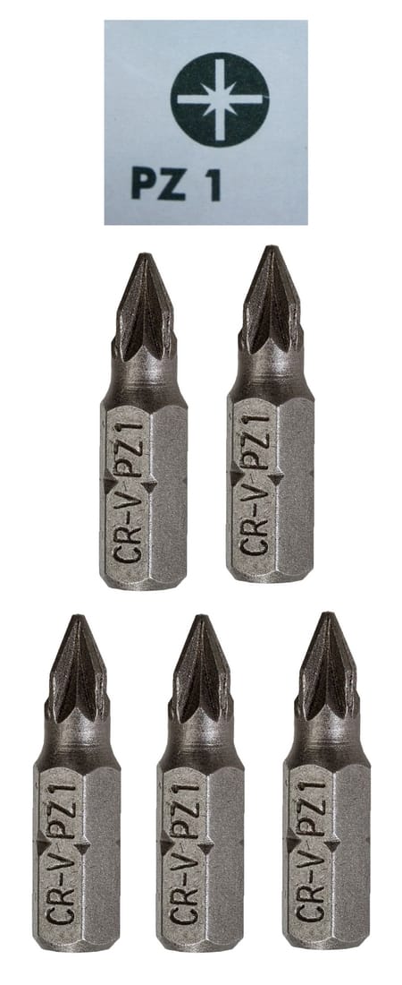 Bits Prozidriv PZ1 Chrom-Vanadium 5 Stück (0069) Bits Prozidriv PZ1 Chrom-Vanadium 5 Stück (0069)