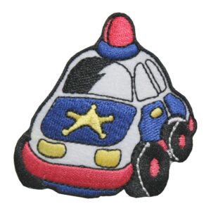 Aufnäher Bügelbild Aufbügler Polizeiauto Bunt 55x60mm (1026)