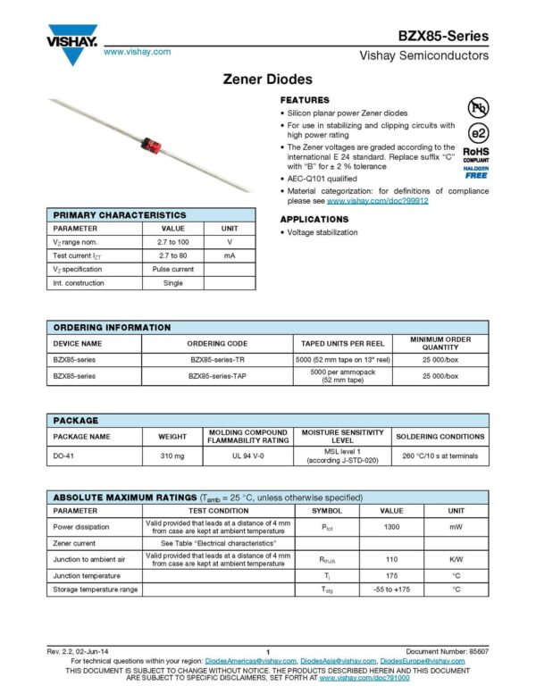 Z-Diode Zenerdiode Diode BZX85C 1,3W 2 Stück