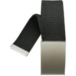Gürtel mit Metallschnalle Stoffgürtel Unisex Klemmschnalle 110cm schwarz (0023)