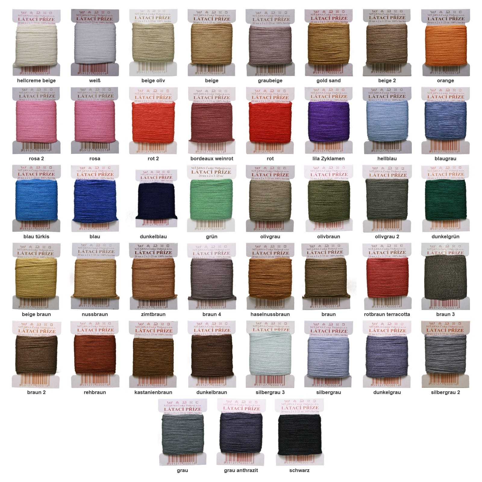 Stopfgarn Stopfwolle Baumwolle Tex 20-2-3 25 m diverse Farben Stopfgarn Stopfwolle Baumwolle Tex 20-2-3 25 m diverse Farben